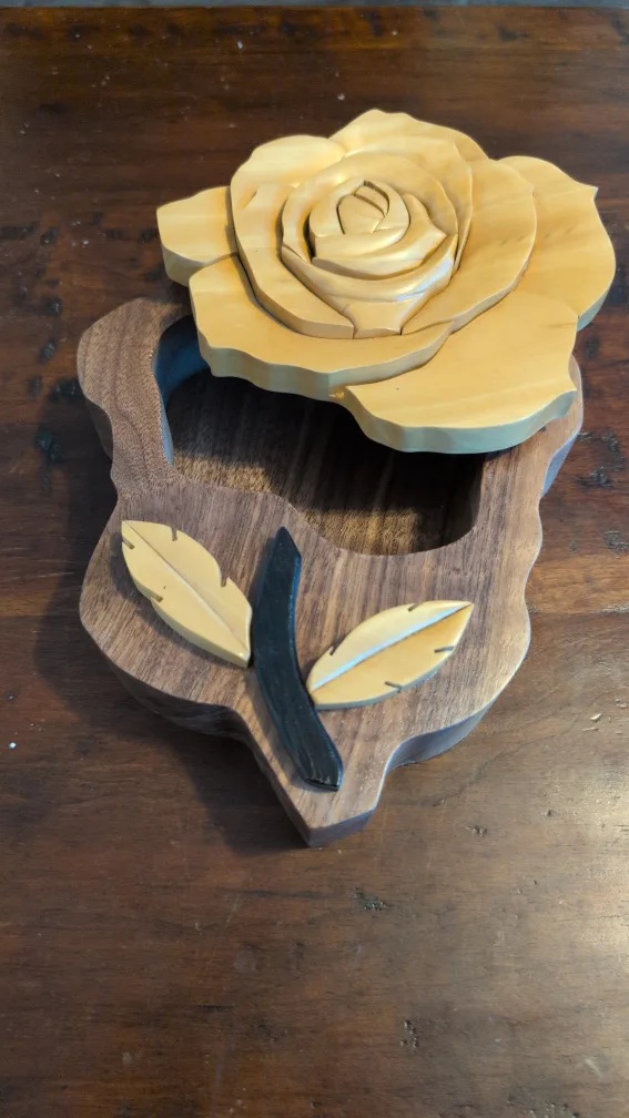 Handmade Wooden Rose Trinket Box image indicator(2)