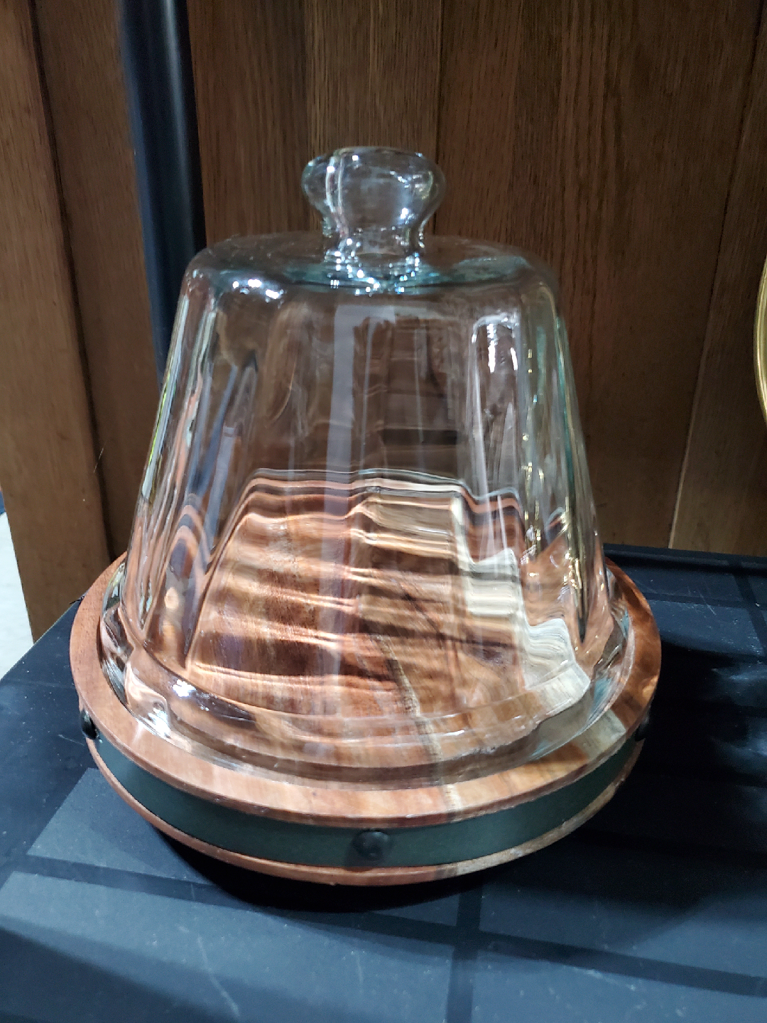 Wood & Glass Serving Platter with Dome