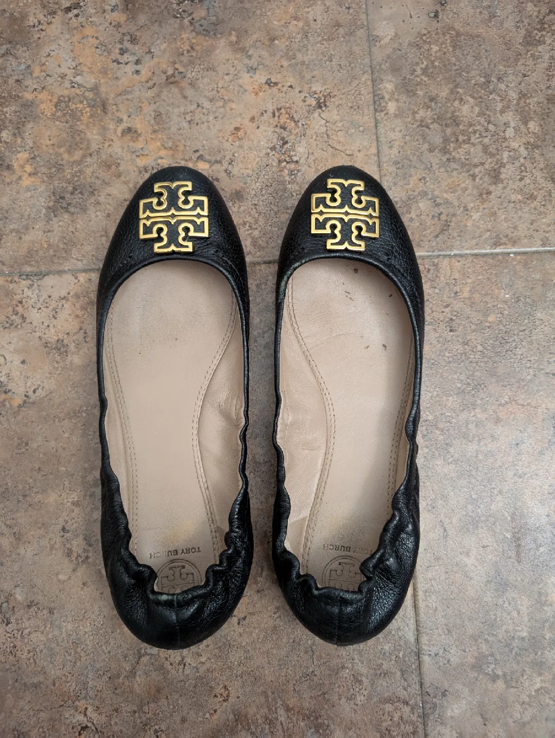 Tory Burch Black Leather Ballet Flats - Size 9M thumbnail