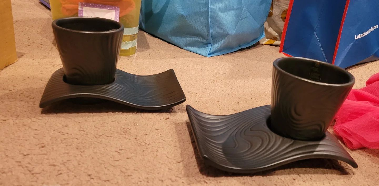 Black Ceramic Cup and Plate Set image indicator(2)