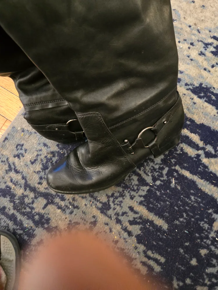 Black Leather Knee High Boots - Size 10 thumbnail