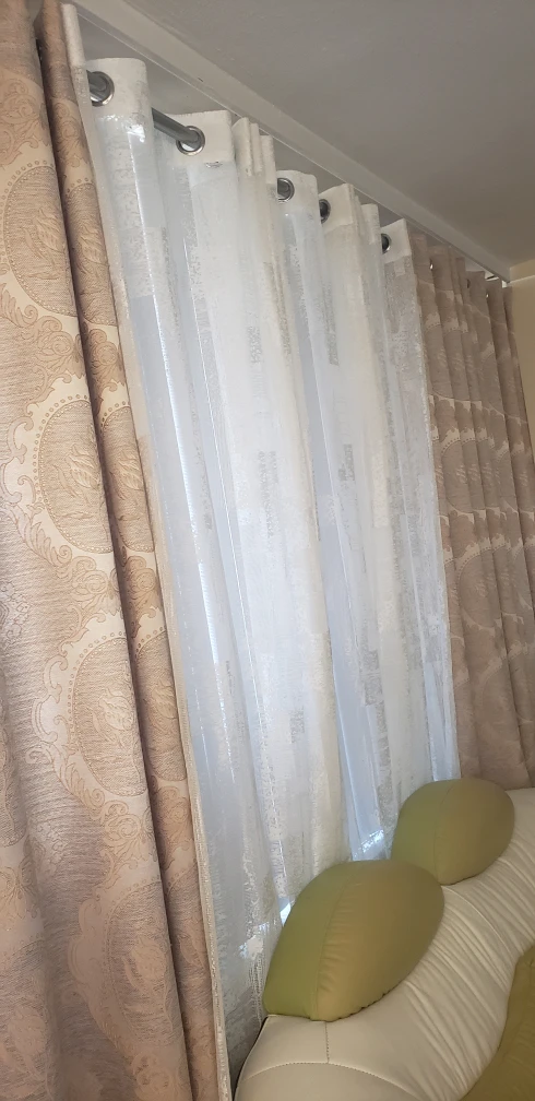 Elegant Beige Patterned Curtains - photo 3