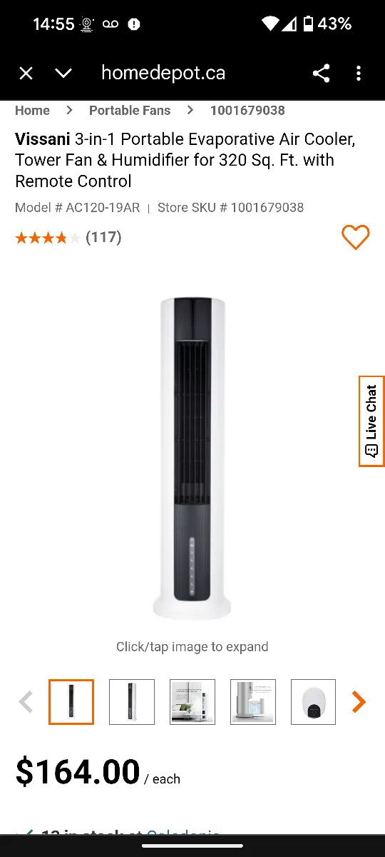 Vissani 3-in-1 Evaporative Air Cooler Tower Fan image indicator(2)