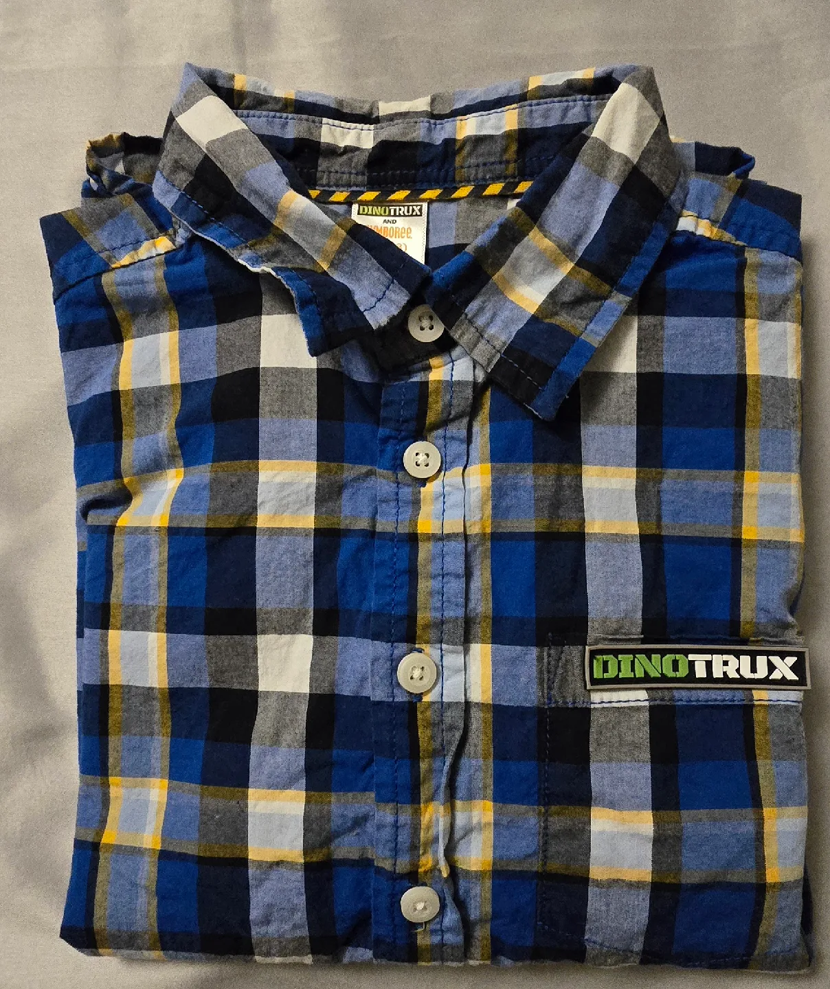 Boys Gymboree Dinotrux Plaid Button-Up Shirt! Size 7 / 8 image indicator(8)