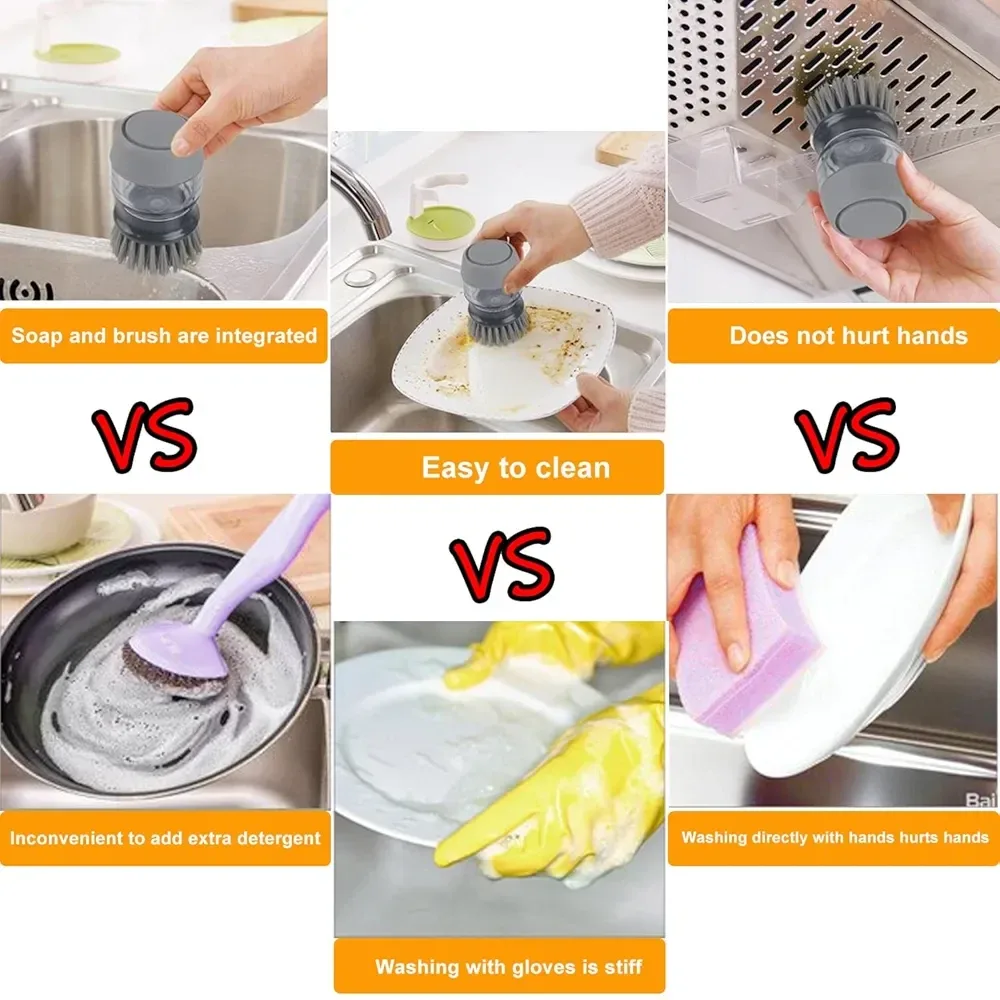 Dish Washing Brush with Soap Dispenser image indicator(10)