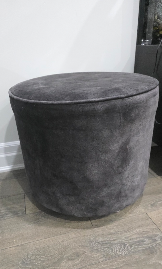 Two (2) Grey Suede Ottoman Stools for Sale!