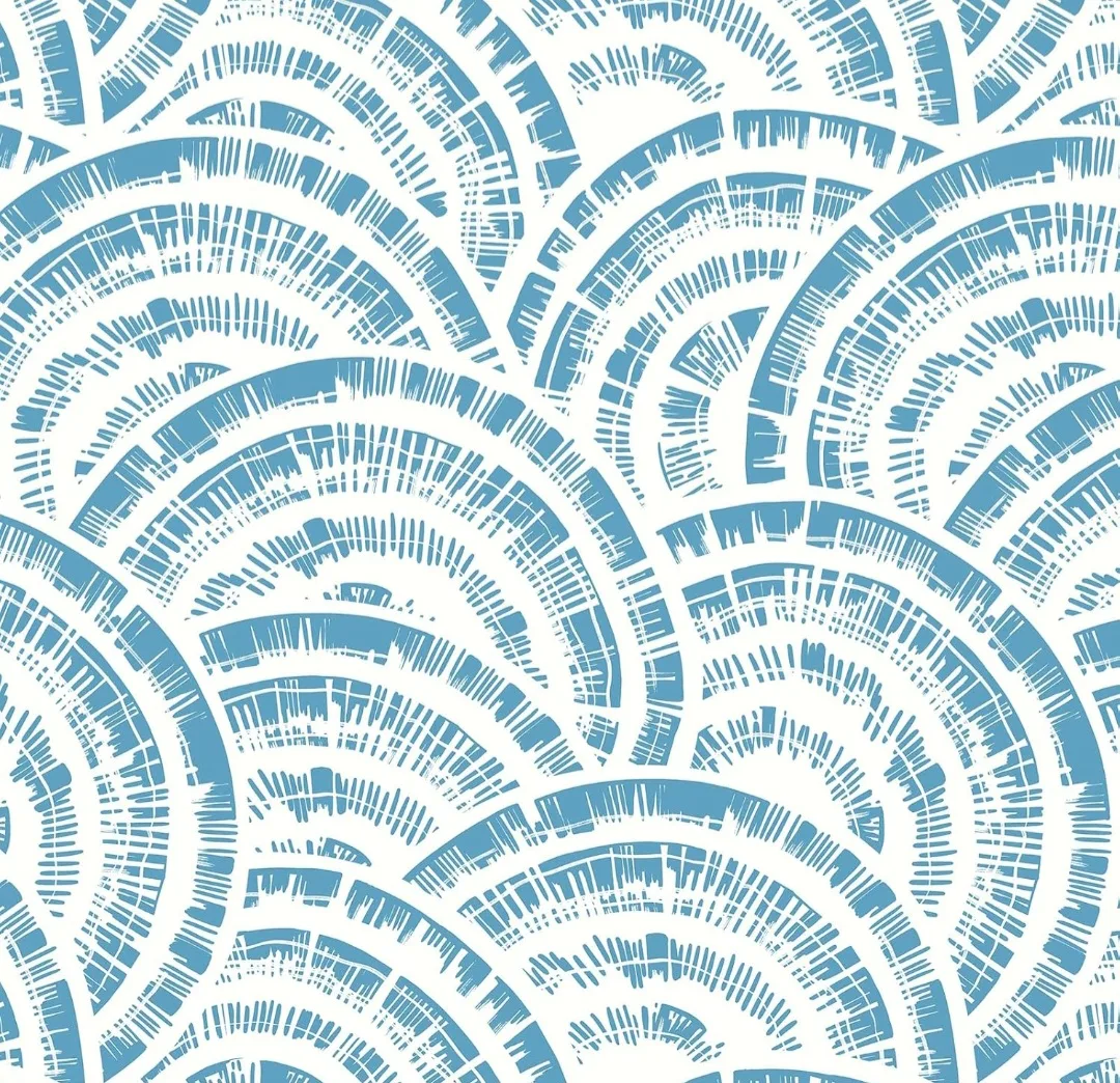 Blue & White Geometric Peel and Stick Wallpaper 17.3"x393.7" thumbnail