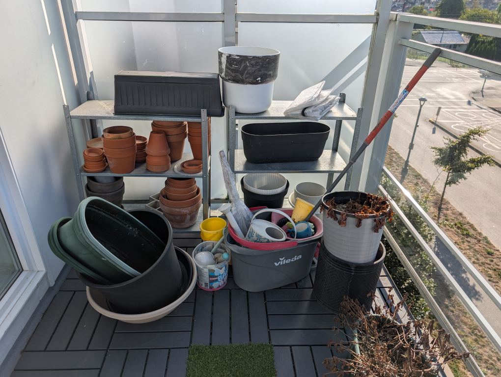 Garden pots + Shelves
