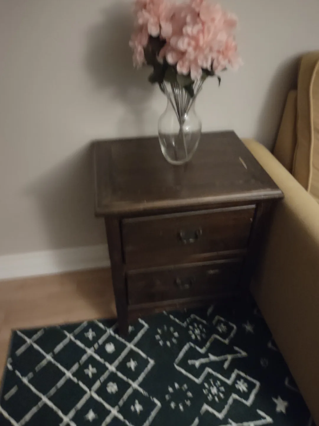 Dark Brown Wood 2-Drawer Nightstand image indicator(2)