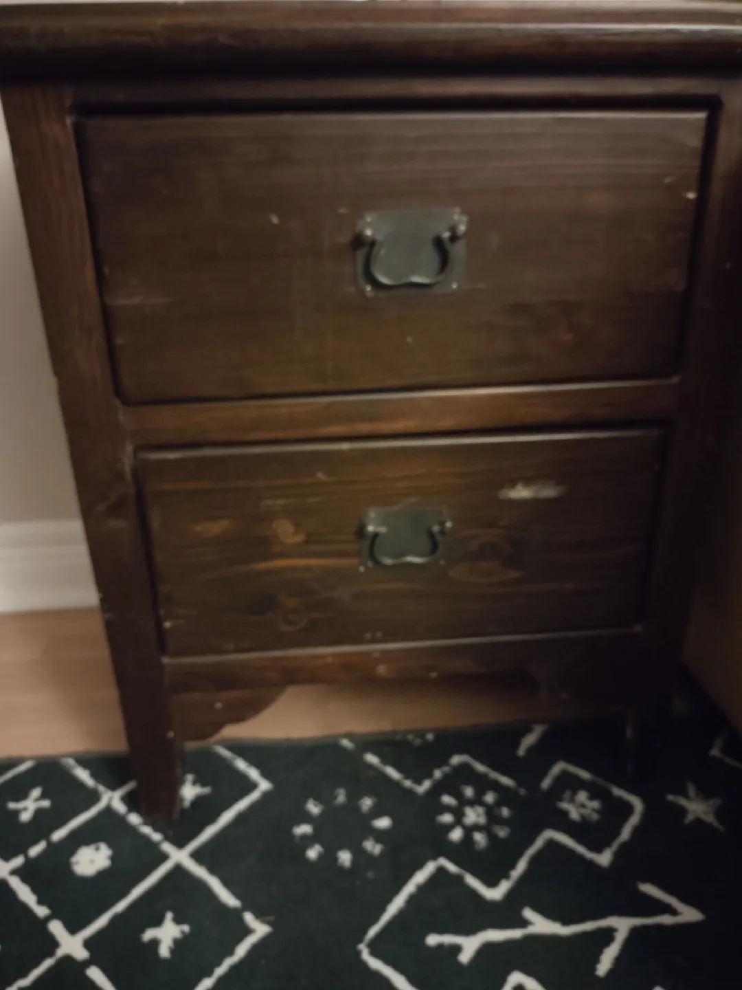 Dark Brown Wood 2-Drawer Nightstand image indicator(3)