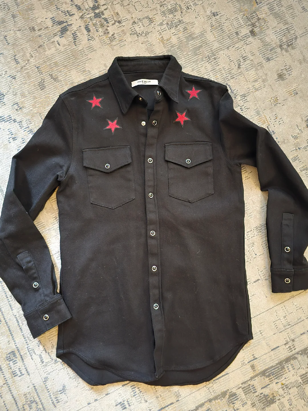 Givenchy Black Star Embroidered Shirt thumbnail