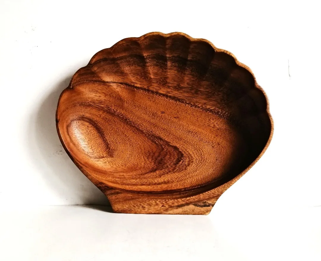 Retro Monkey Pod Wood ~ Shell Bowl thumbnail