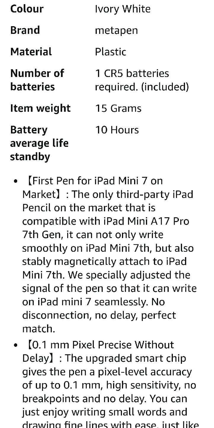 Metapen A8 Pencil for iPad - Ivory White image indicator(3)