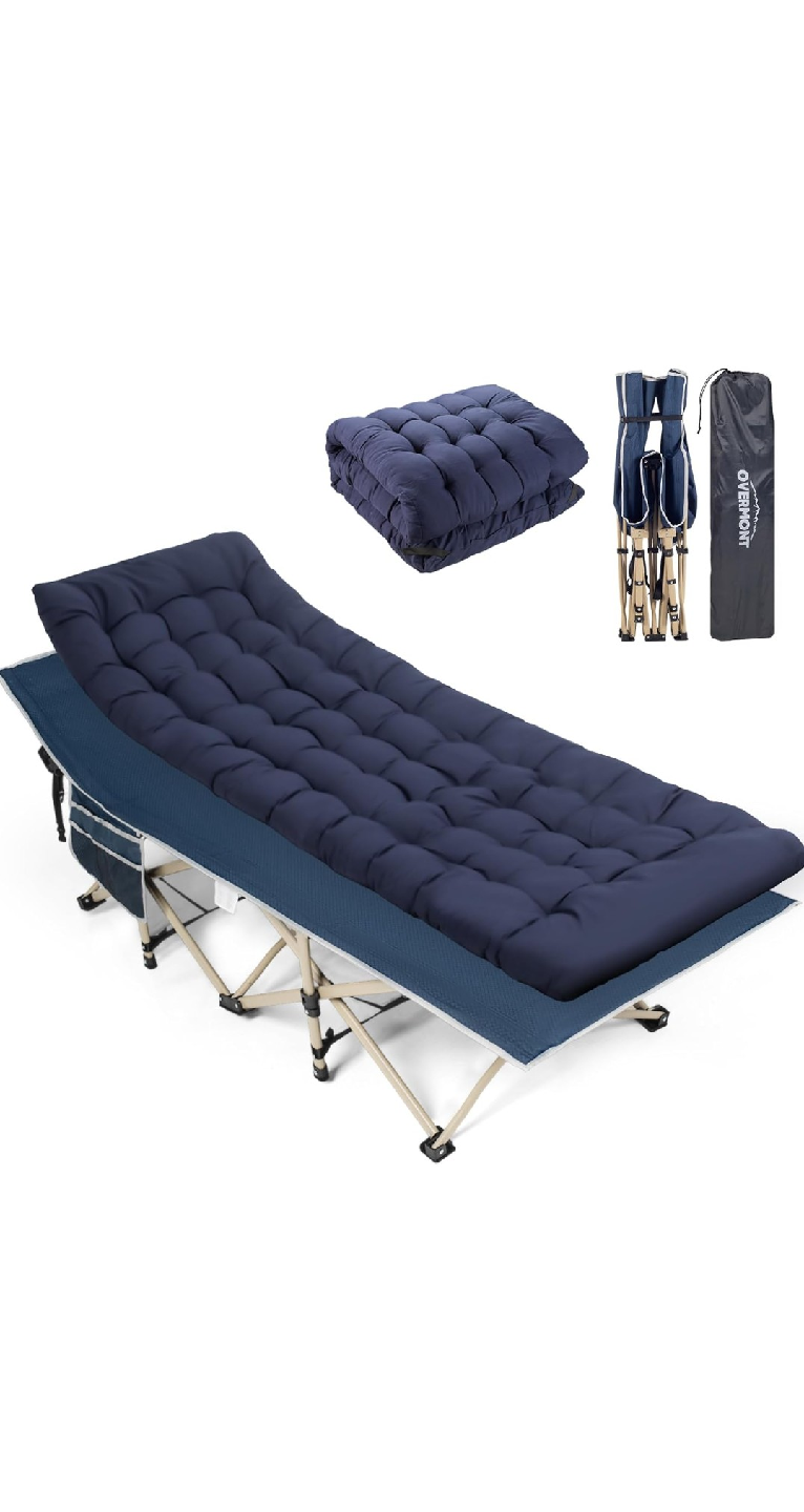 OVERMONT Camping Cot with Mattress Pad