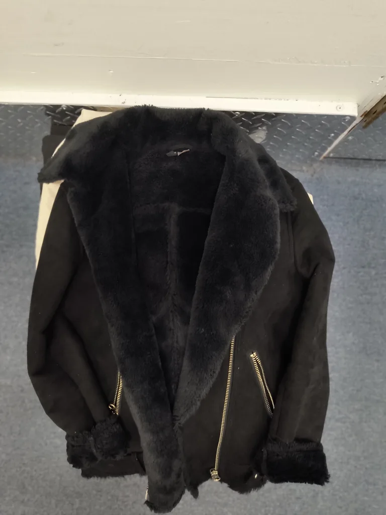 H&M Divided Black Faux Shearling Jacket - Size 6 thumbnail