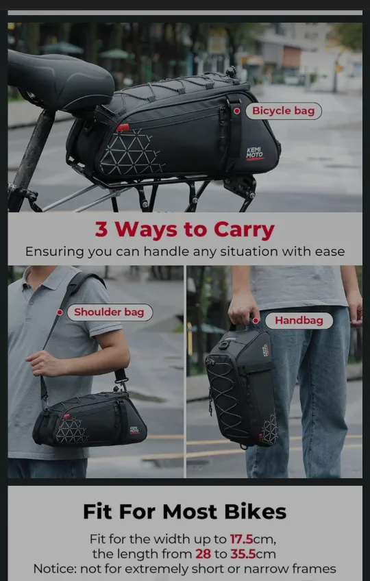 KEMIMOTO 8L Bike Rack Bag - Black image indicator(7)