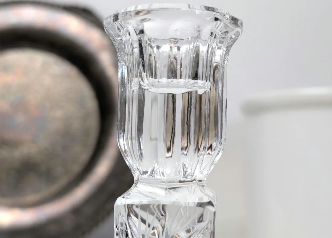 Crystal Candlestick Holders ~ Pinwheel Cut Crystal image indicator(6)