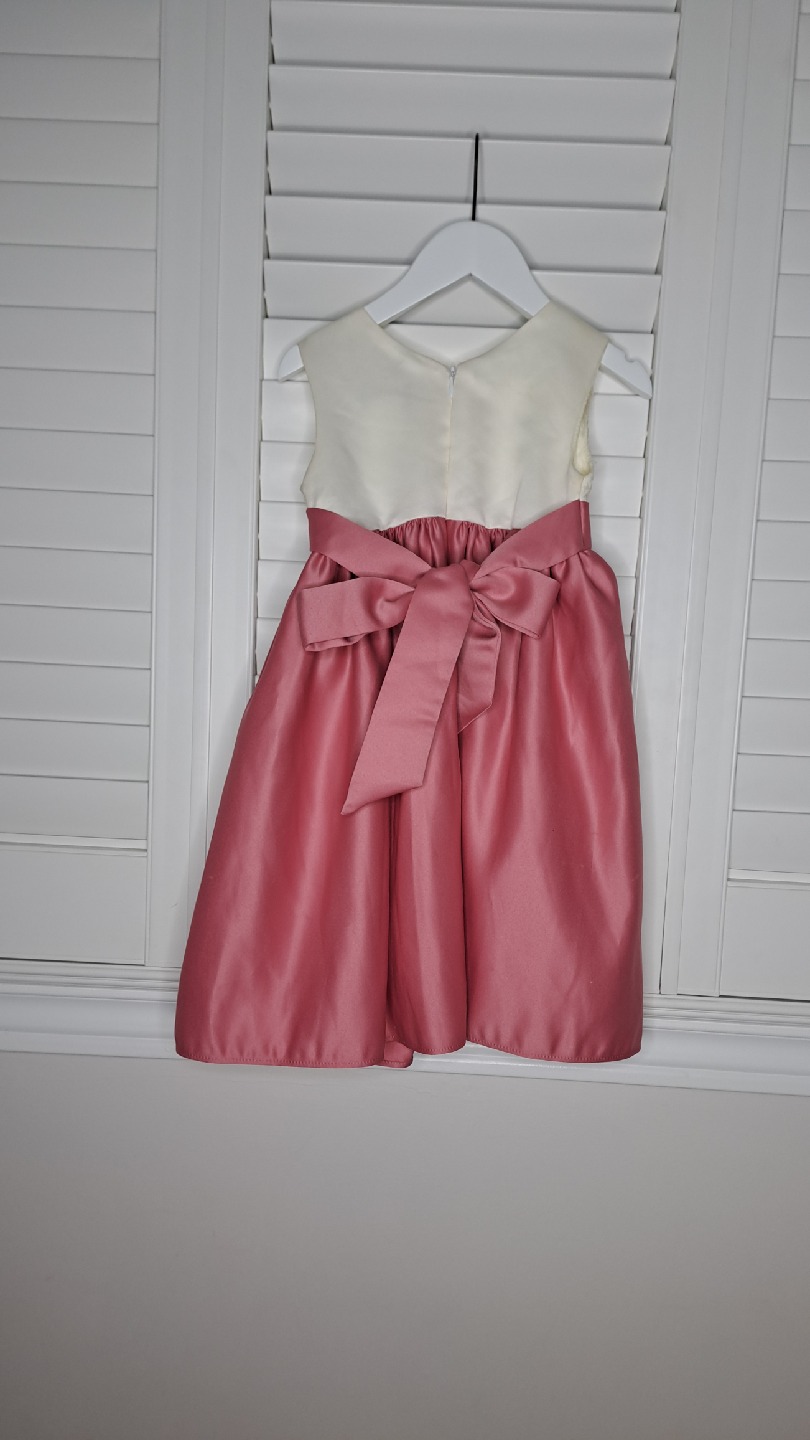Pink & Cream Dress with Rose Detail - photo 4