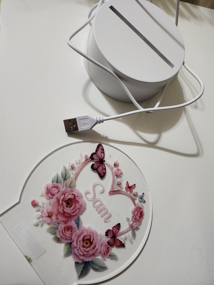Personalized Butterfly & Rose LED Night Light - Sam - photo 4