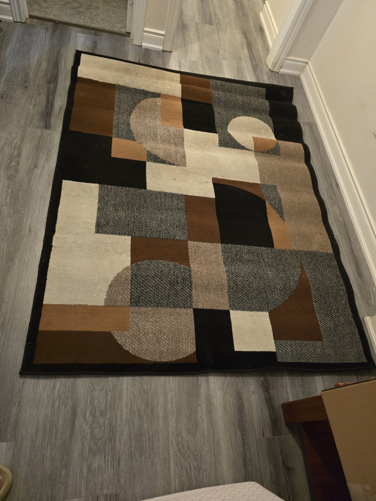 Geometric Pattern Area Rug - Brown, Black, Beige - photo 2