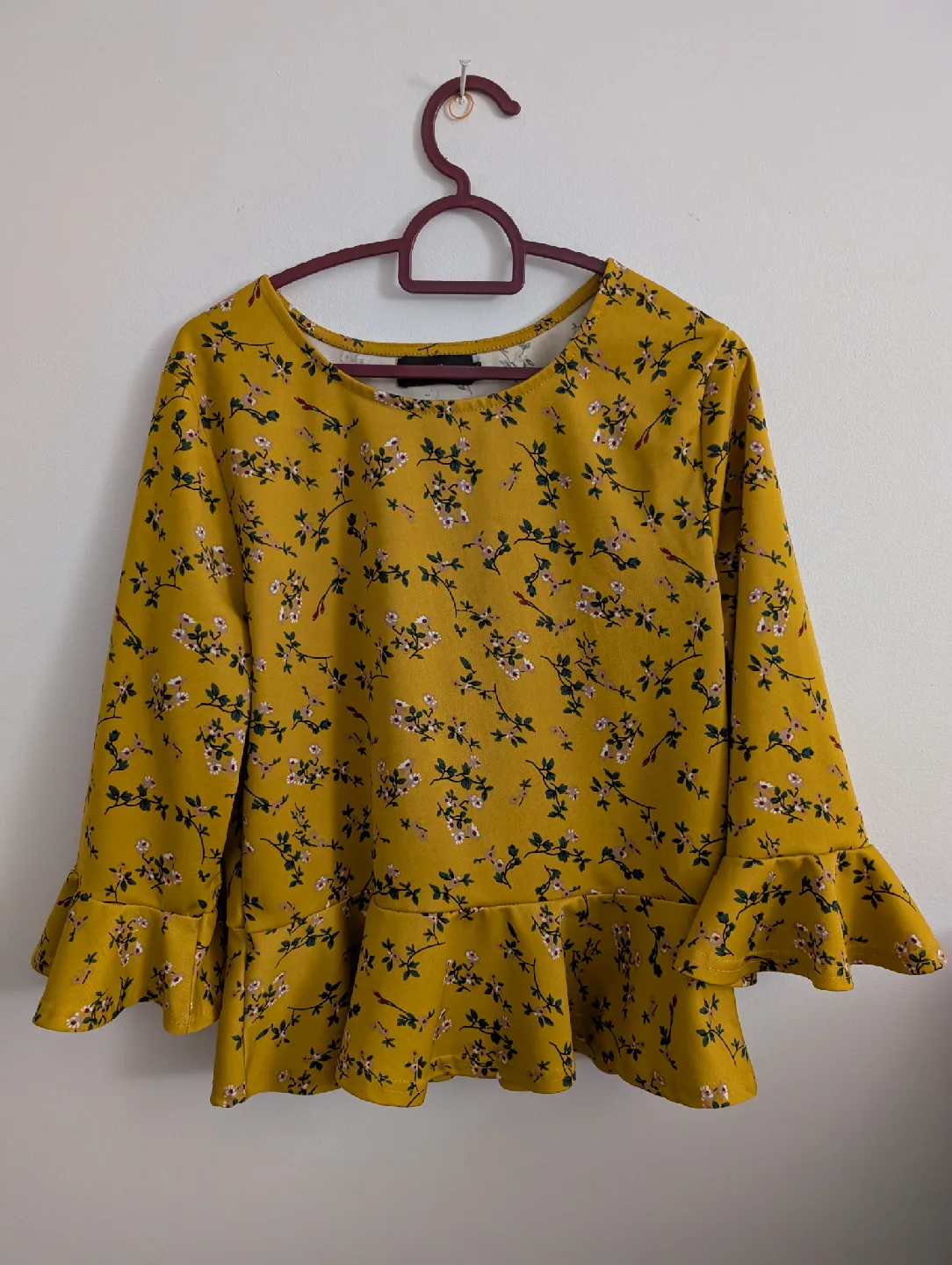 Miss Valley Yellow Floral Peplum Blouse Fall Wear thumbnail