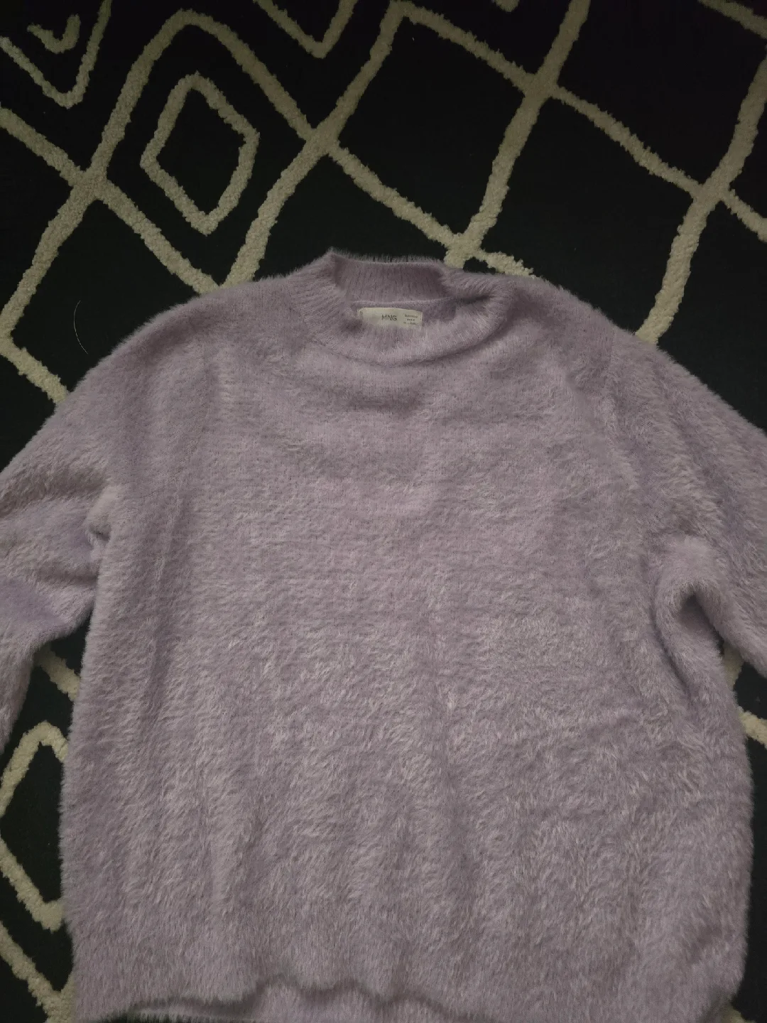 Mango lilac fuzzy knit sweater size m thumbnail