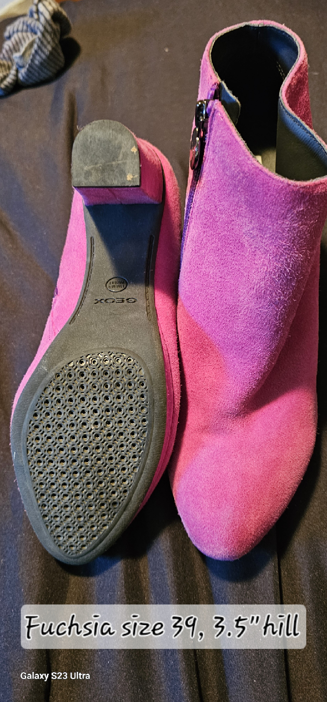Geox Fuchsia Suede Ankle Boots - Size 9