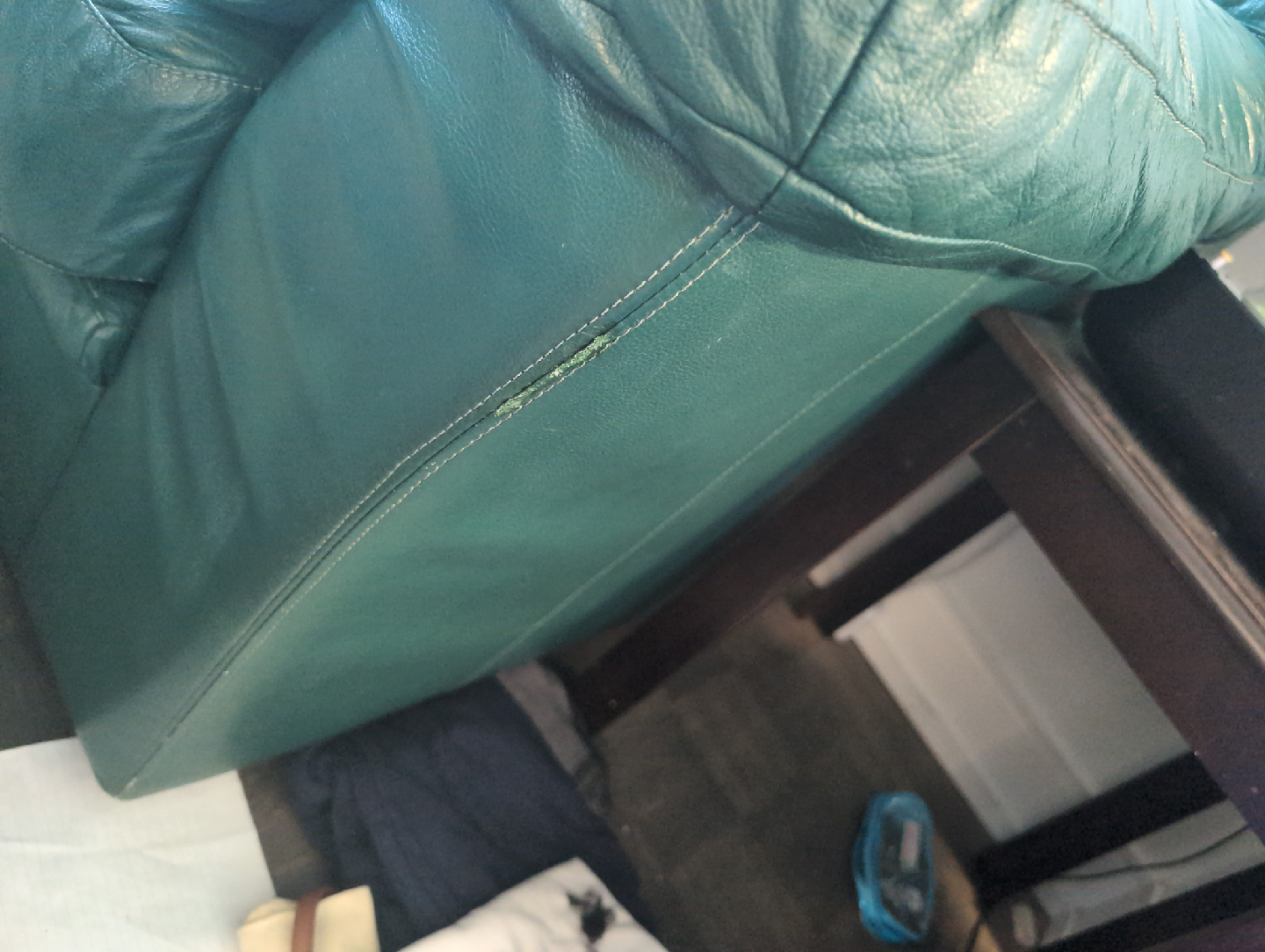 Green Leather Sofa - photo 5