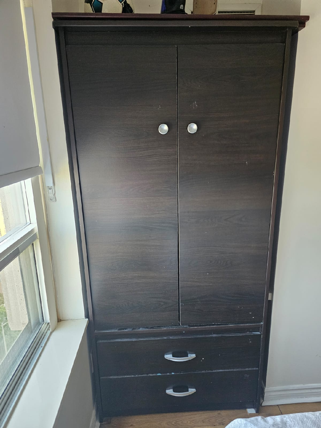 Dark Brown Wardrobe with Drawers