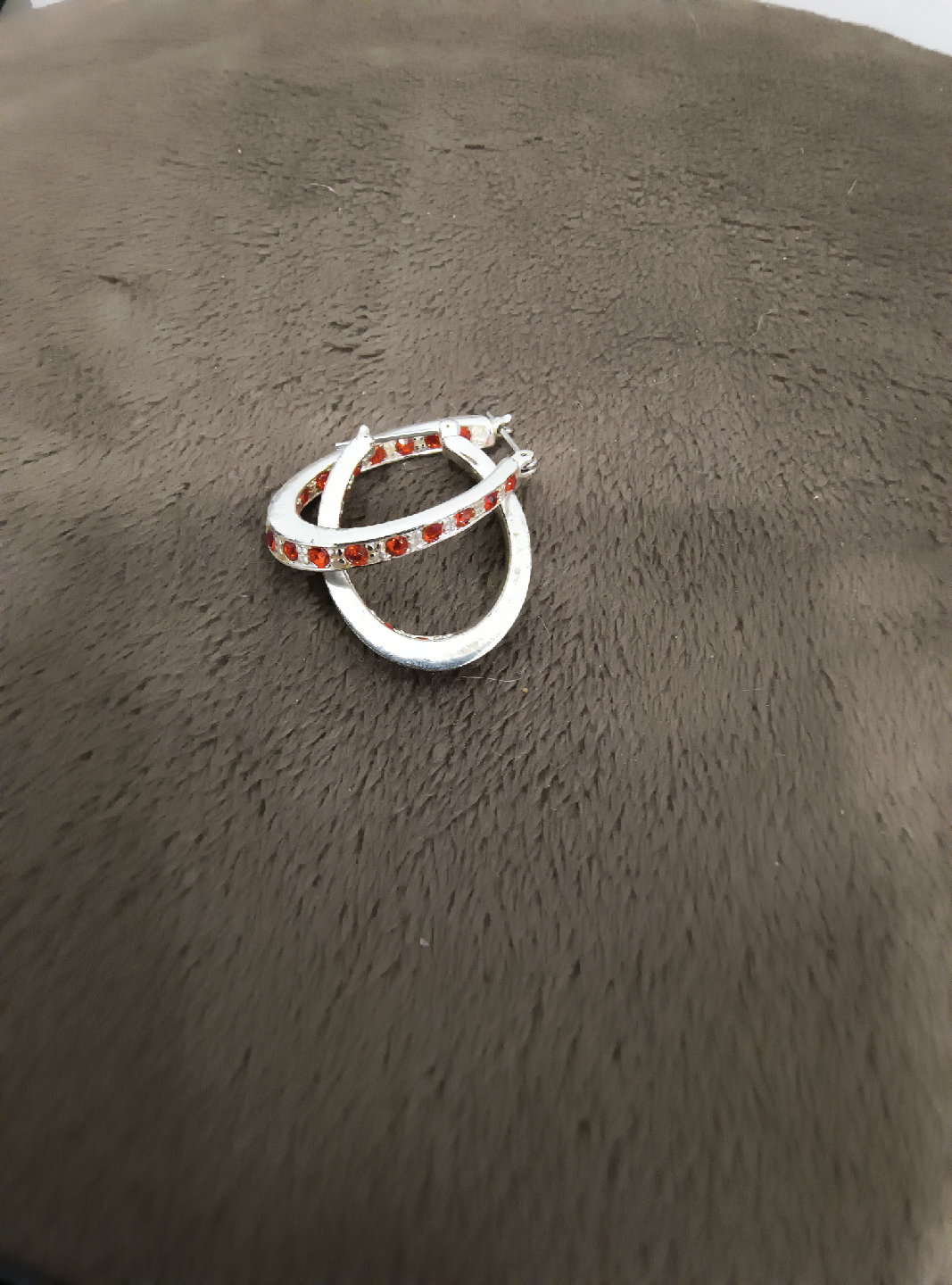 Red Accent Silver Tone Earrings