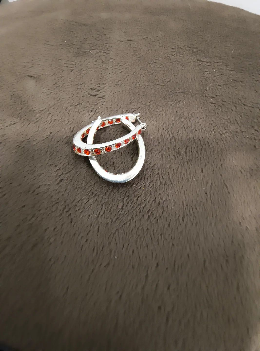 Red Accent Silver Tone Earrings thumbnail