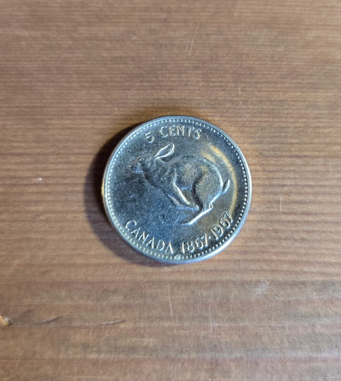 1867 - 1967 5 Cent Coin Canadian Nickel thumbnail