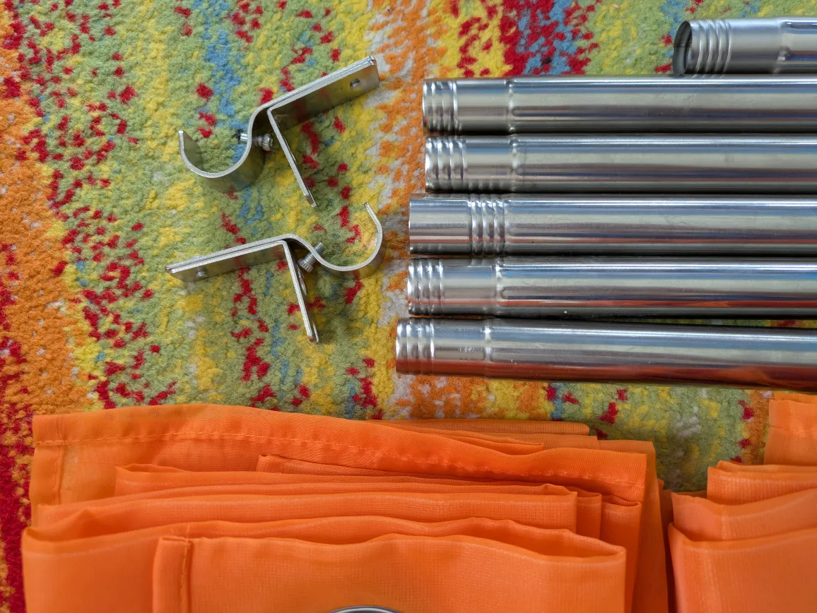 Orange Sheer Curtain Set with Rod image indicator(6)