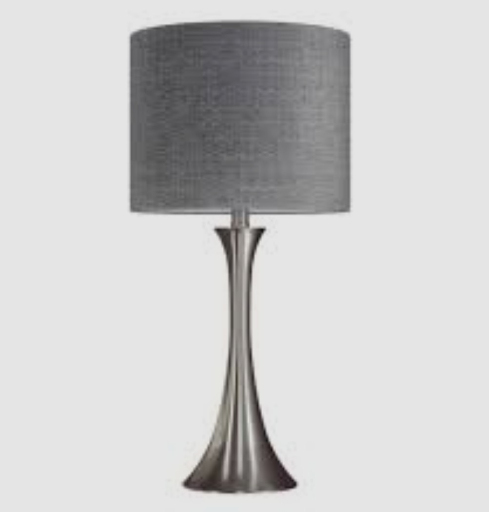 Brushed Nickel Table Lamp with Grey Shade