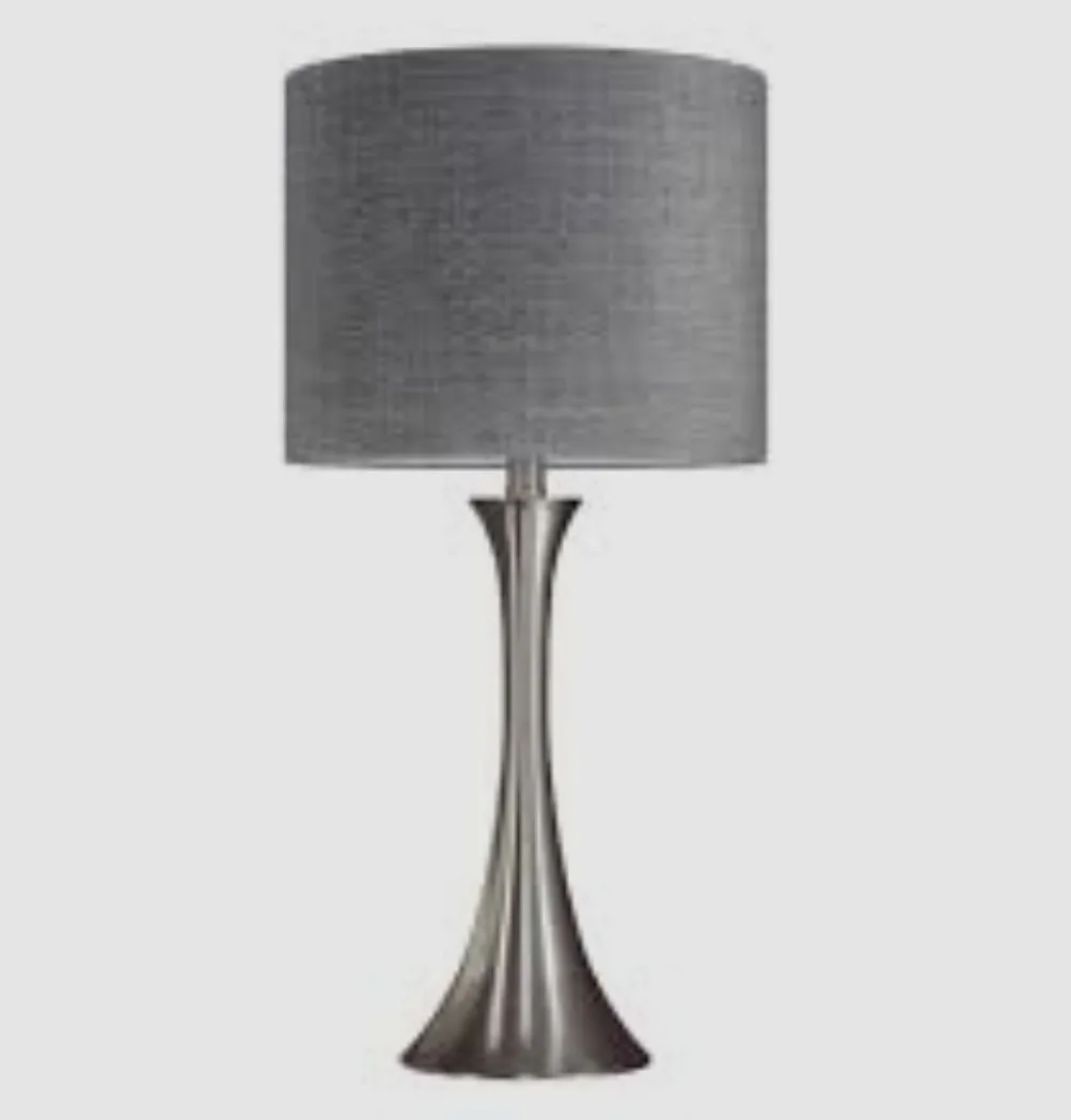 Brushed Nickel Table Lamp with Grey Shade thumbnail