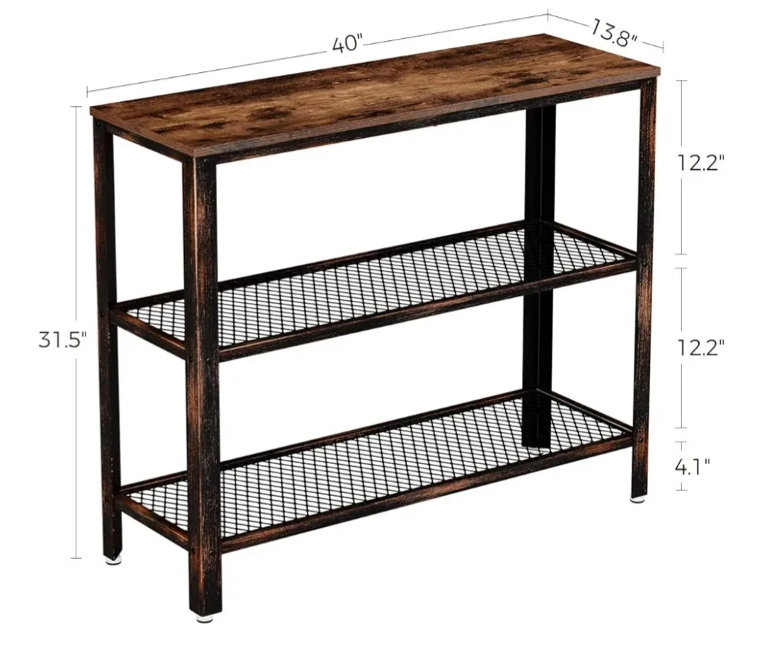 Console Table with Metal Mesh Shelves image indicator(2)