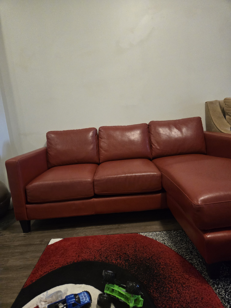 Red Leather Sectional Sofa - photo 2