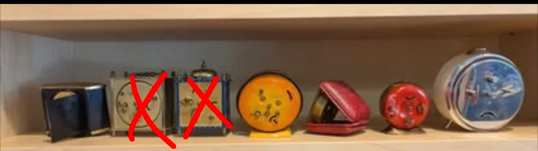 A variety of vintage wind up clocks $25 each image indicator(2)