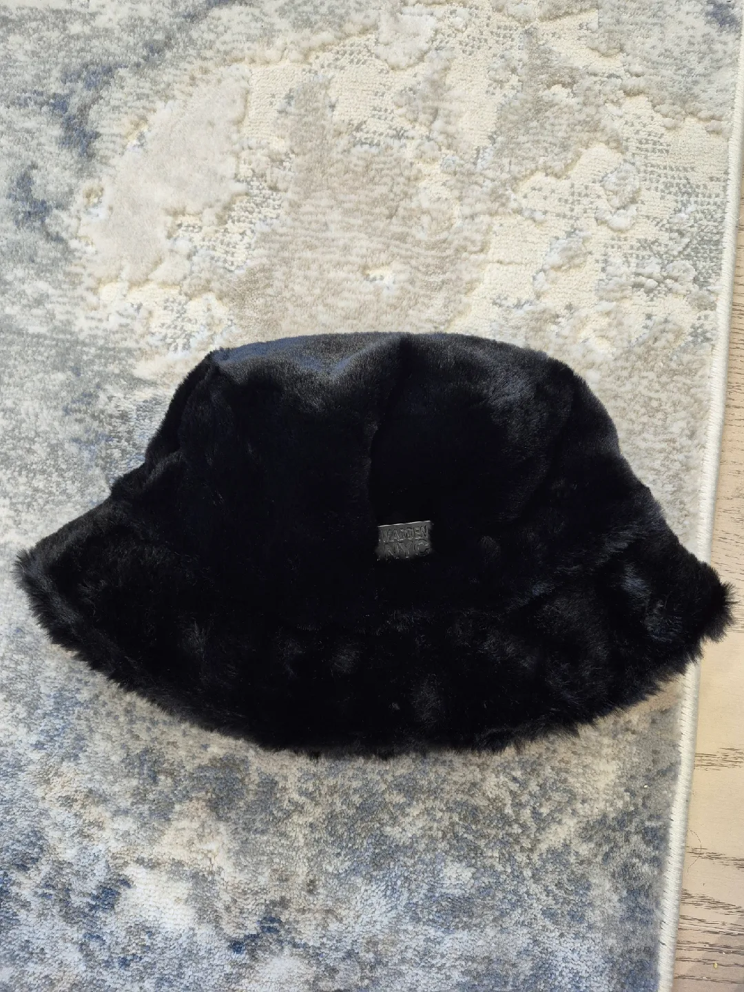 Madden NYC Black Faux Fur Bucket Hat thumbnail