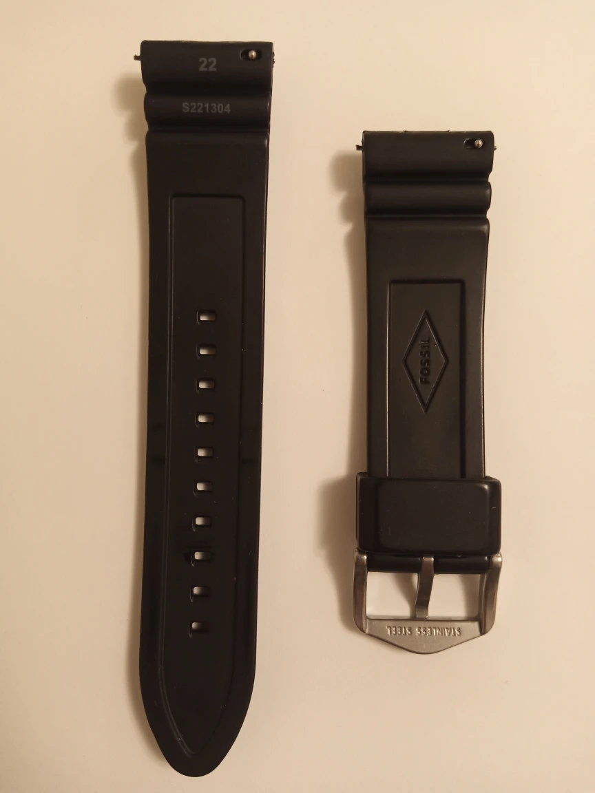 Fossil 22mm Black Silicon Watch Strap