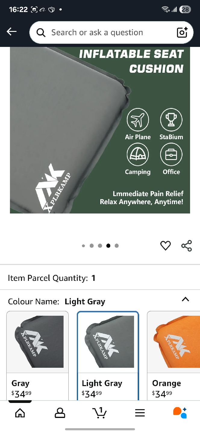 XplrKamp Inflatable Seat Cushion - Light Gray - photo 4