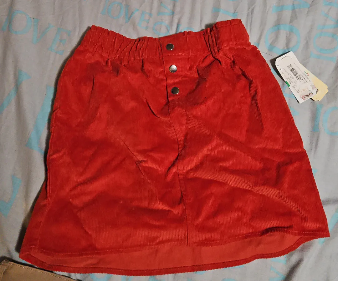 GB Girls Orange Corduroy Skirt - Size L thumbnail