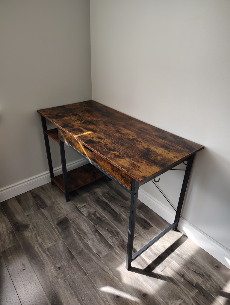 Rustic Brown Computer Desk with Drawer - photo 2