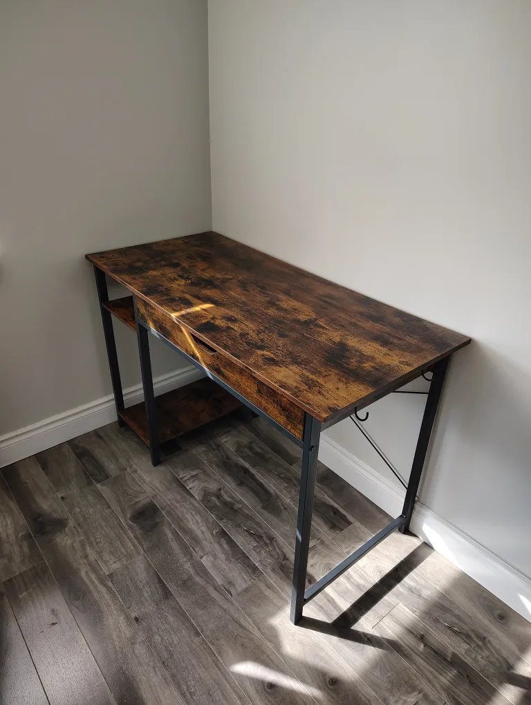 Rustic Brown Computer Desk with Drawer image indicator(2)