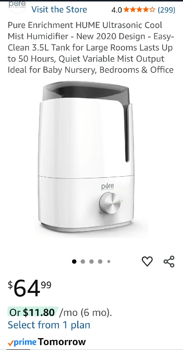 Pure Enrichment HUME Ultrasonic Cool Mist Humidifier image indicator(2)