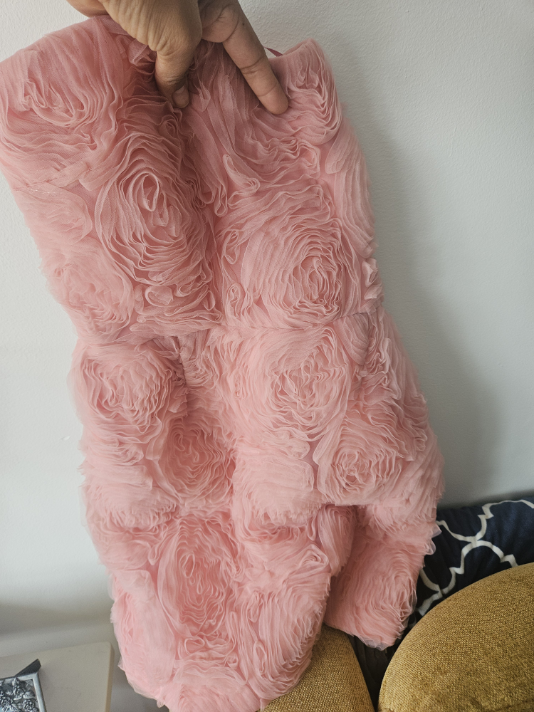 Peach Strapless Mini Dress with Floral Detail - photo 3