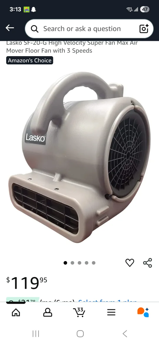 Lasko High Velocity Super Fan Max Air Mover Floor Fan image indicator(2)