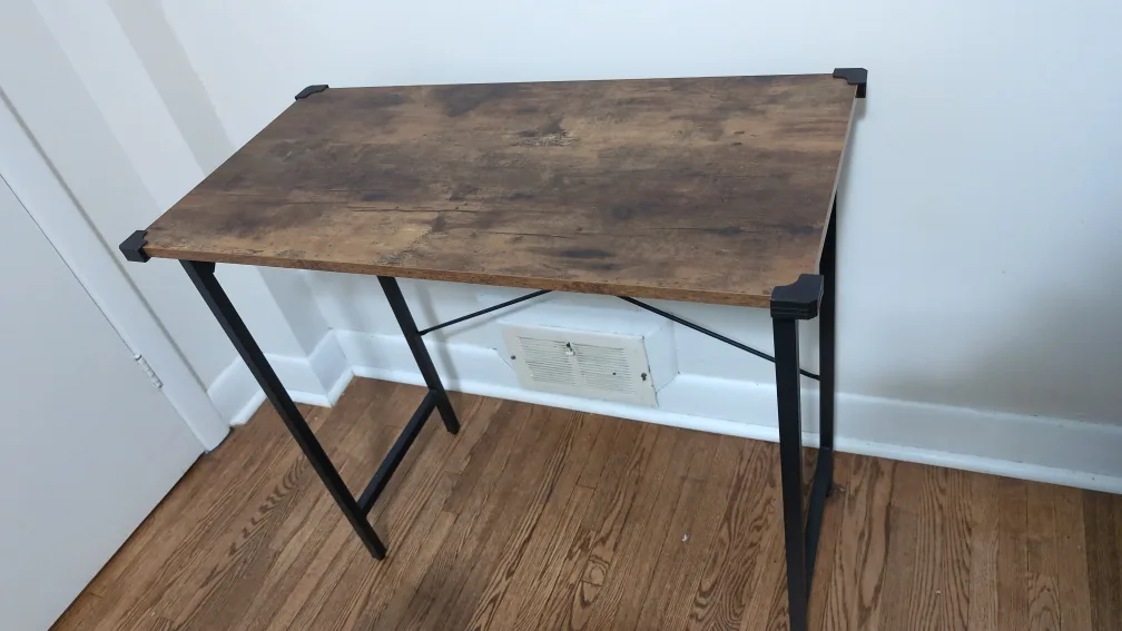 Perfect Workstation -Desk - Brown Wood Top+ Ergonomic chair image indicator(2)