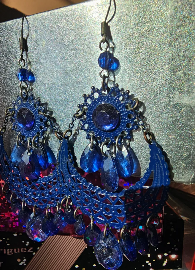 Blue Chandelier Dangle Earrings