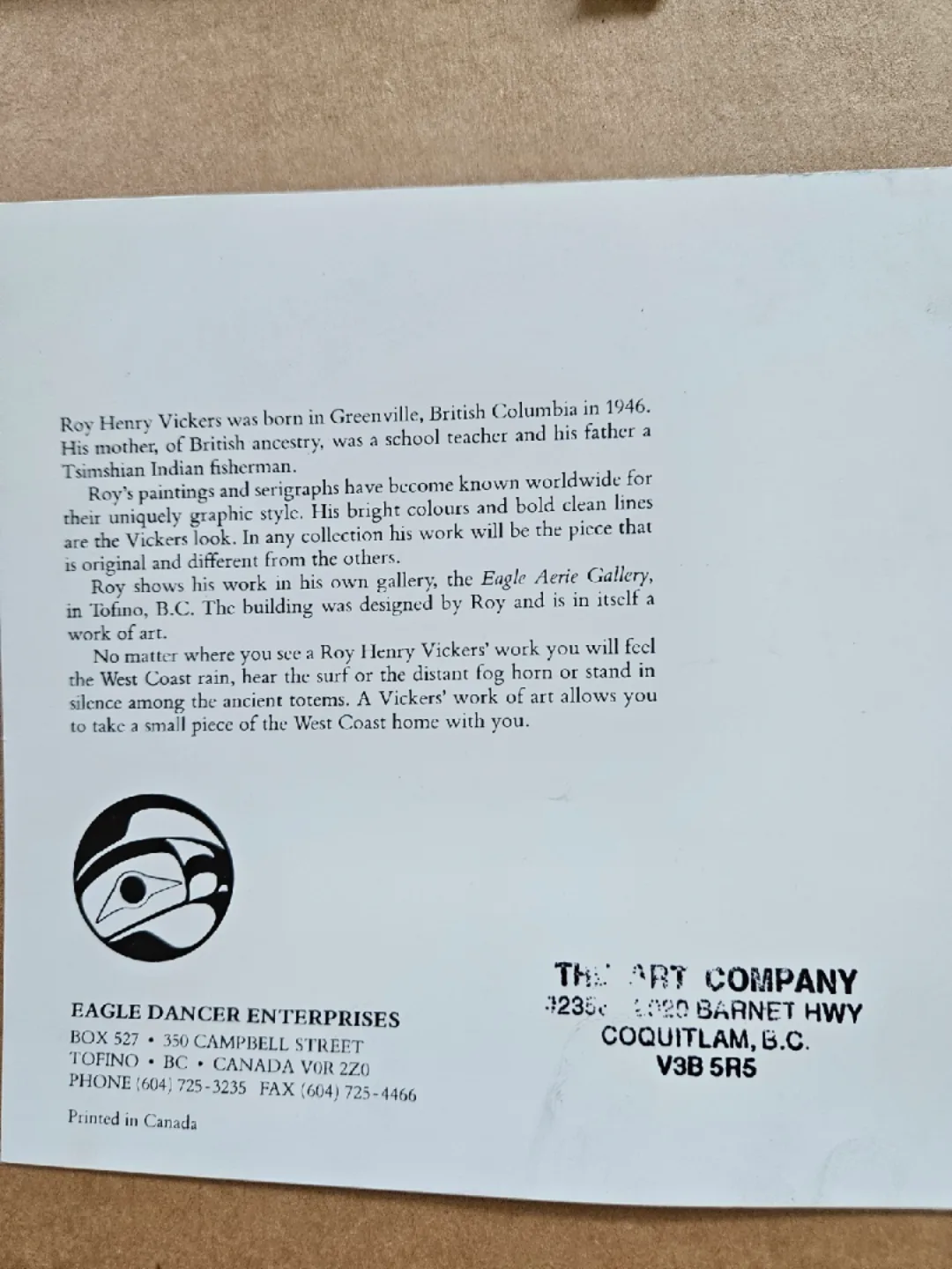 Roy H. Vickers "The Two of Us" Framed Art BC Indigenous Artist image indicator(4)